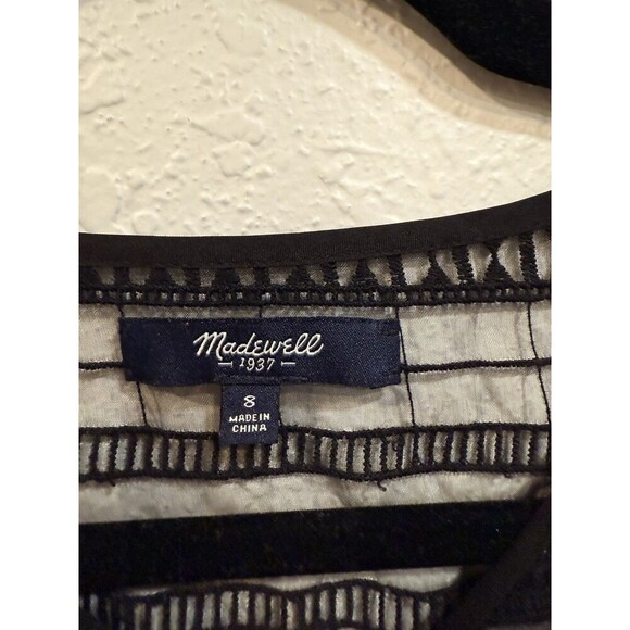 Madewell Size 6 Black Sleeveless Organza Dushkeer Embroidered Sheer Panel Dress - Picture 7 of 7